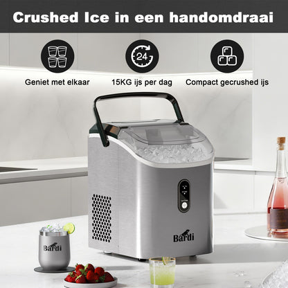 Bardi Nugget IJsblokjesmachine Rond 1,1L RVS - 15 kg/24 uur - incl. thermosbeker