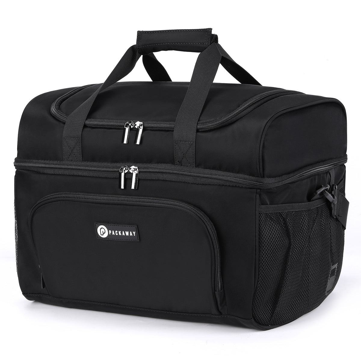 Packaway Koeltas 30L - Lunchtas - Inclusief 4 Koelelementen - Dubbel Compartiment - 4-Laags Geïsoleerd - Waterafstotend - Signature Black