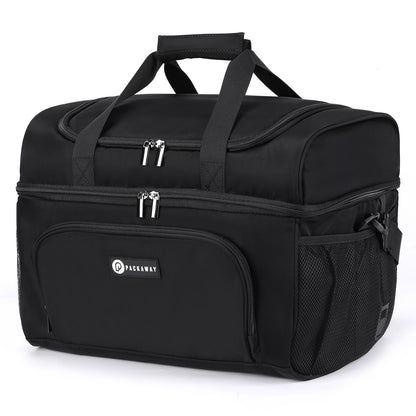 Packaway Koeltas 30L - Lunchtas - Inclusief 4 Koelelementen - Dubbel Compartiment - 4-Laags Geïsoleerd - Waterafstotend - Signature Black
