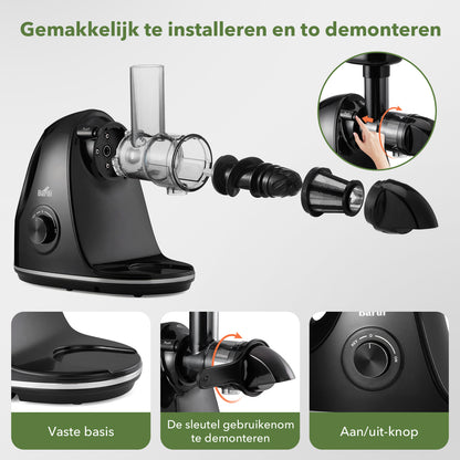 Bardi Slowjuicer zwart - 700 ml pulpreservoir - incl. schenkkan