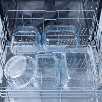 Bardi 12-Delige Glazen Vershoudbakjes – Meal Prep Bakjes Glas met Deksel – BPA & PFAS Vrij – Luchtdicht – Incl. 40 Bardi Prep & Store Labels + 10 Wondersponzen – 6,79L