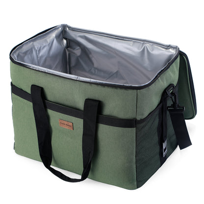 Koeltas 40L groen - lunchtas - opvouwbaar - 4-laags geïsoleerd - incl. 6 gratis koelelementen en draagband