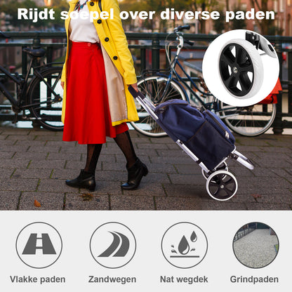 Shopping trolley 45L blue - shopping trolley suspension - foldable - telescopic handle