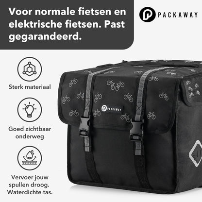 Dubbele fietstassen fietspatroon 36L - waterdichte fietstassen elektrische fiets - reflecterend