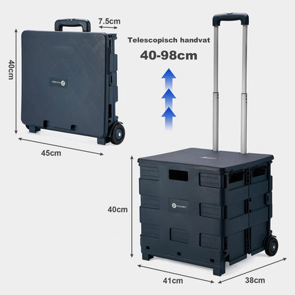 Packaway Boodschappentrolley krat XL 50L blauw - incl. deksel