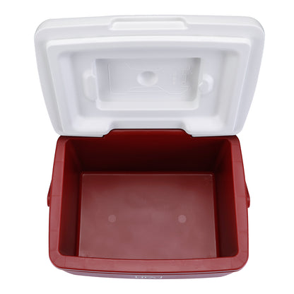 Brisby Koelbox - Frigobox - 8L - Rood - Tot maximaal 40 uur isolatie - Incl. 2 dikke koelelementen van 450ml - Met koelelementen vergrendeld in deksel en Brisby 500ml Zwarte Dubbelwandige Thermosfles