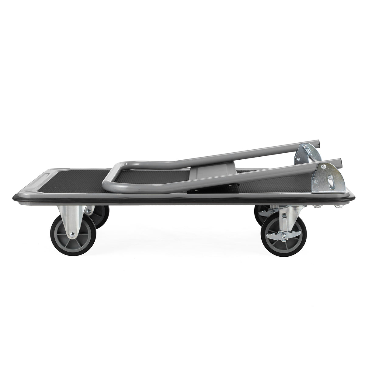 Packaway Opvouwbare Transportwagen 350 kg – Transportkar met Rem – 92 x 62 cm – Antislip Laadplatform – 4 Wielen – Inklapbare Duwbeugel