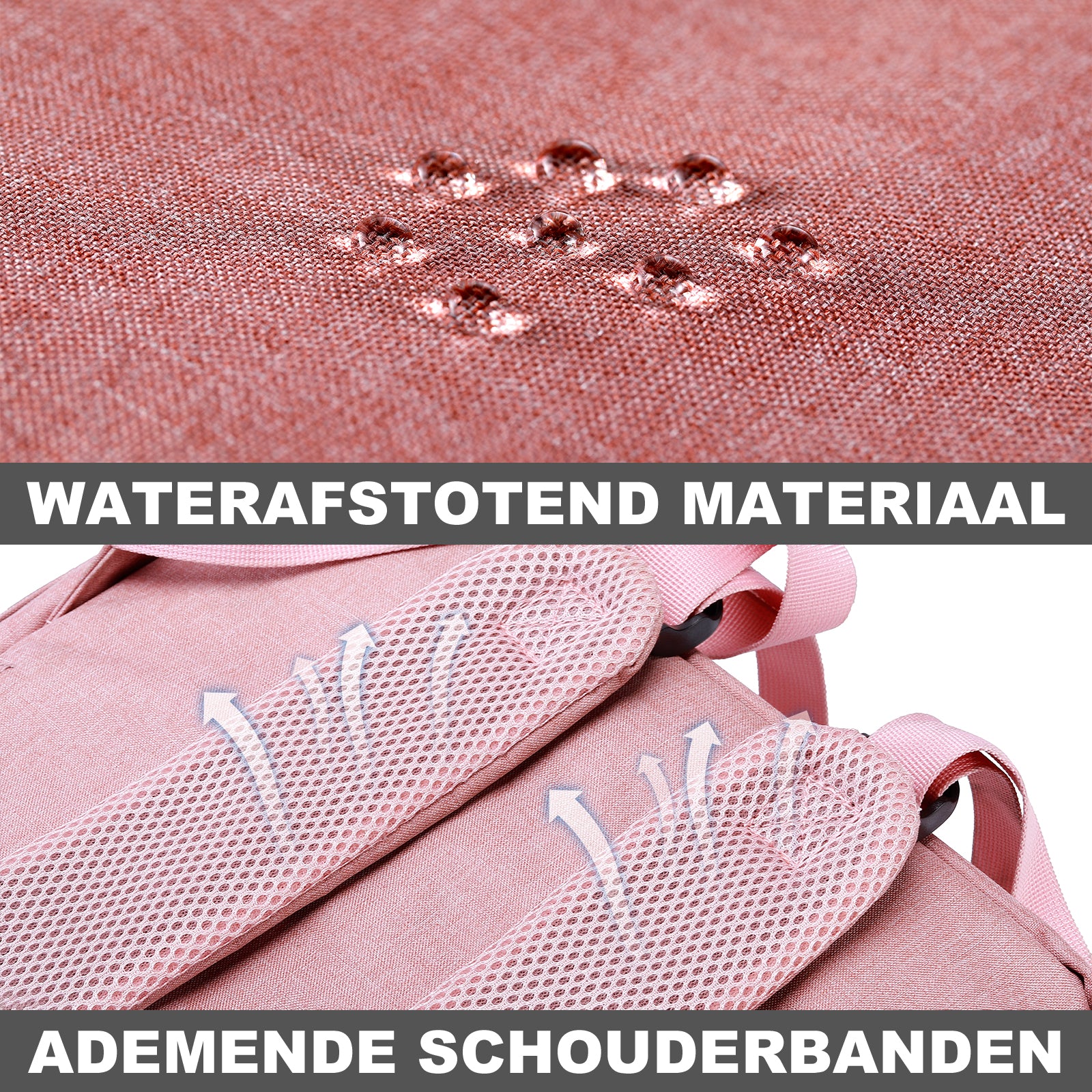 Brisby Rugzak voor Dames & Heren – Comfortabele, Waterafstotende Rugtas met Laptopvak, perfect als Schooltas, Werktas & voor op Reis. Geschikt als handbagage. Levenslange Garantie! - Roze