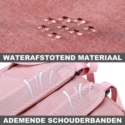 Brisby Rugzak voor Dames & Heren – Comfortabele, Waterafstotende Rugtas met Laptopvak, perfect als Schooltas, Werktas & voor op Reis. Geschikt als handbagage. Levenslange Garantie! - Roze