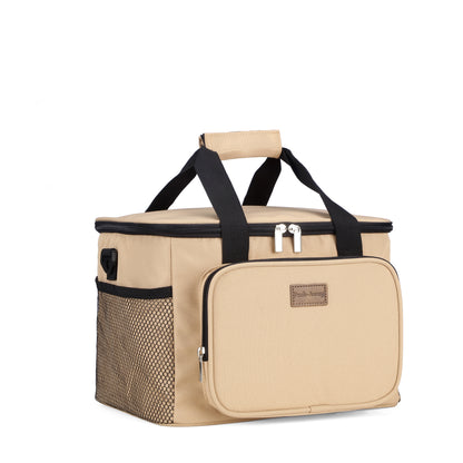Packaway 4 laags geisoleerde koeltas 15 liter beige - opvouwbare lunchtas met schouderband en 2 koelelementen