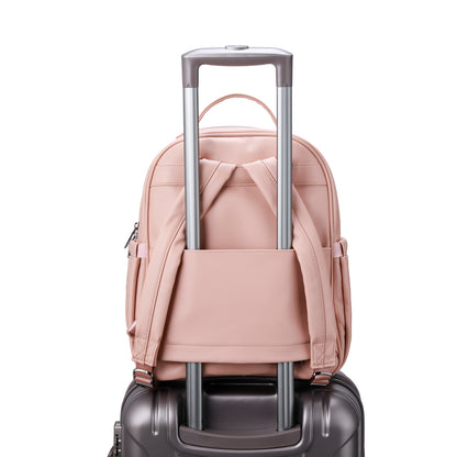 Venezia durable backpack pink - PU leather - 14 inch laptop compartment - water-repellent