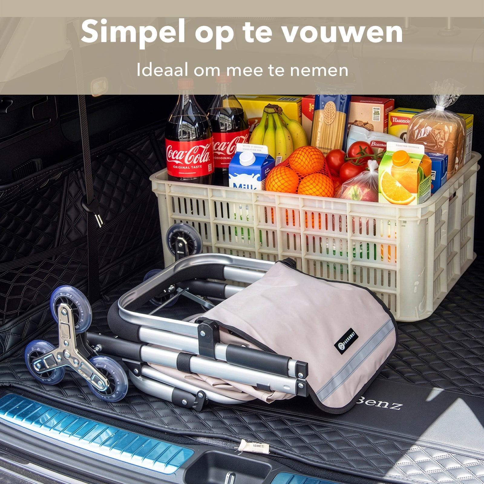 Packaway Boodschappentrolley met 6 Wielen voor Trappen - 40L - Boodschappenwagen - Steekwagen Functie - Champagne