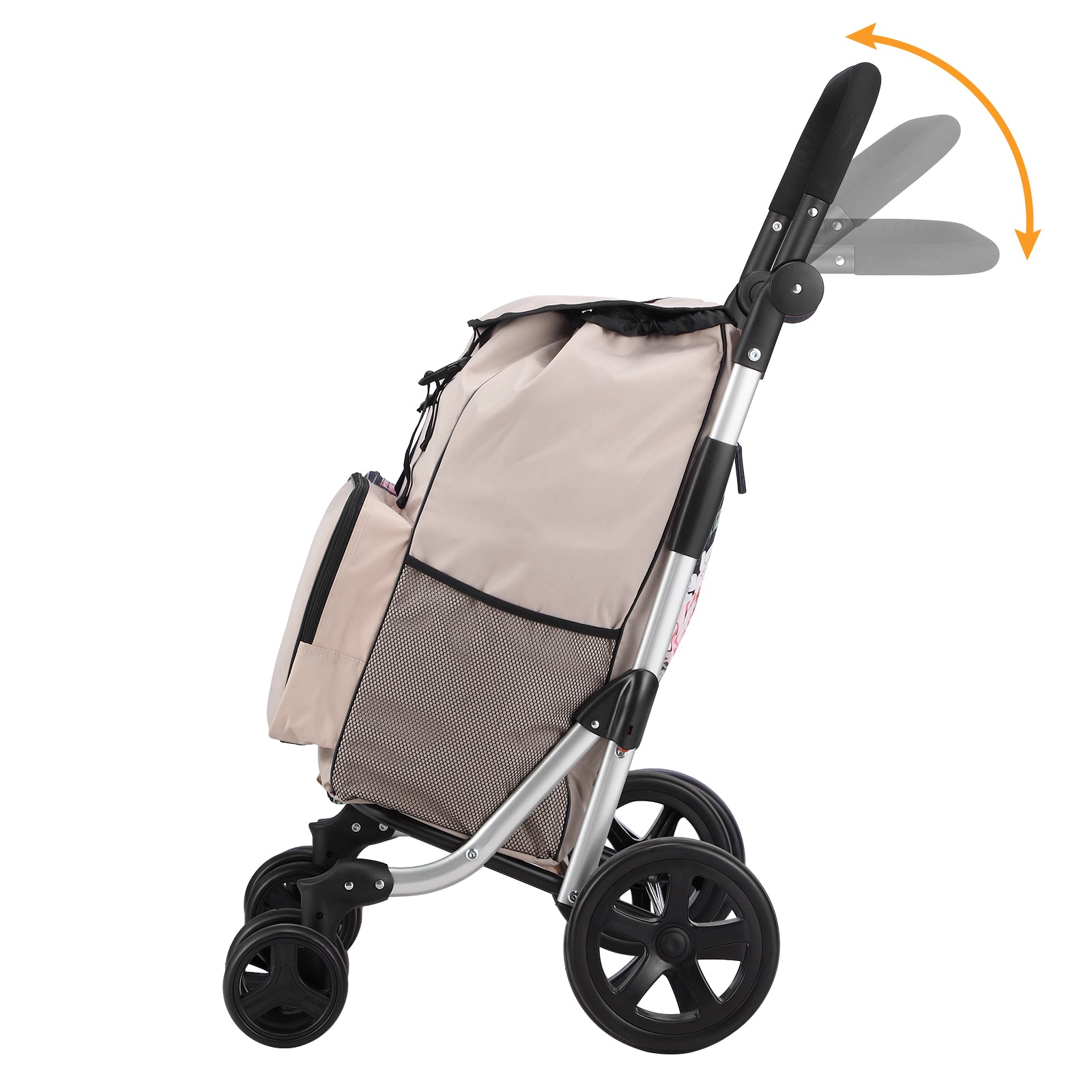 Packaway Boodschappentrolley met 4 wielen - boodschappenwagen deluxe met koelvak en verstelbaar handvat – 60 liter – Champagne