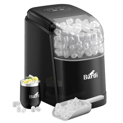 Bardi IJsblokjesmachine set 1,6L zwart - incl. 3 thermoscups roze en ijsschep