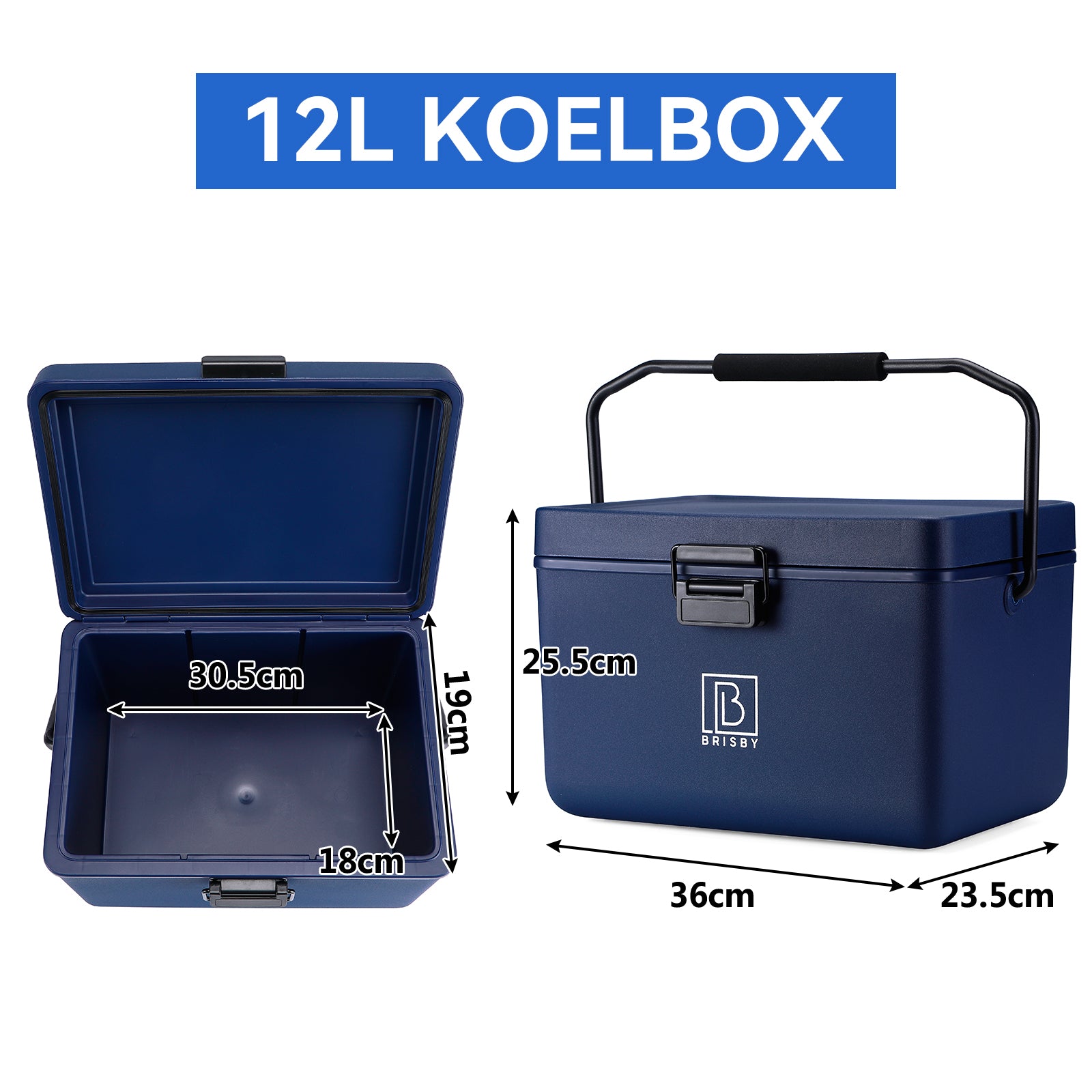 Koelbox 12L met handvat blauw - dividers - snijplanken - tot maximaal 40 uur isolatie - incl. 2 koelelementen van 200ml