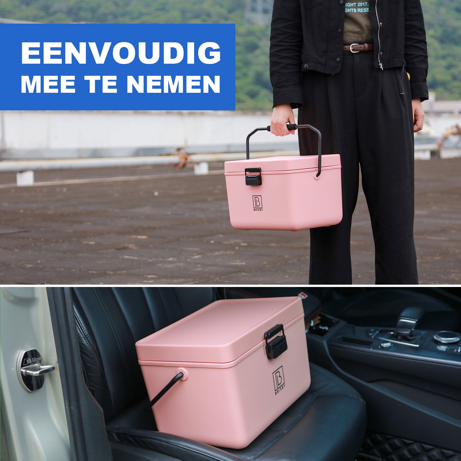 Koelbox 12L met handvat roze - dividers - snijplanken - tot maximaal 40 uur isolatie - incl. 2 koelelementen van 200ml