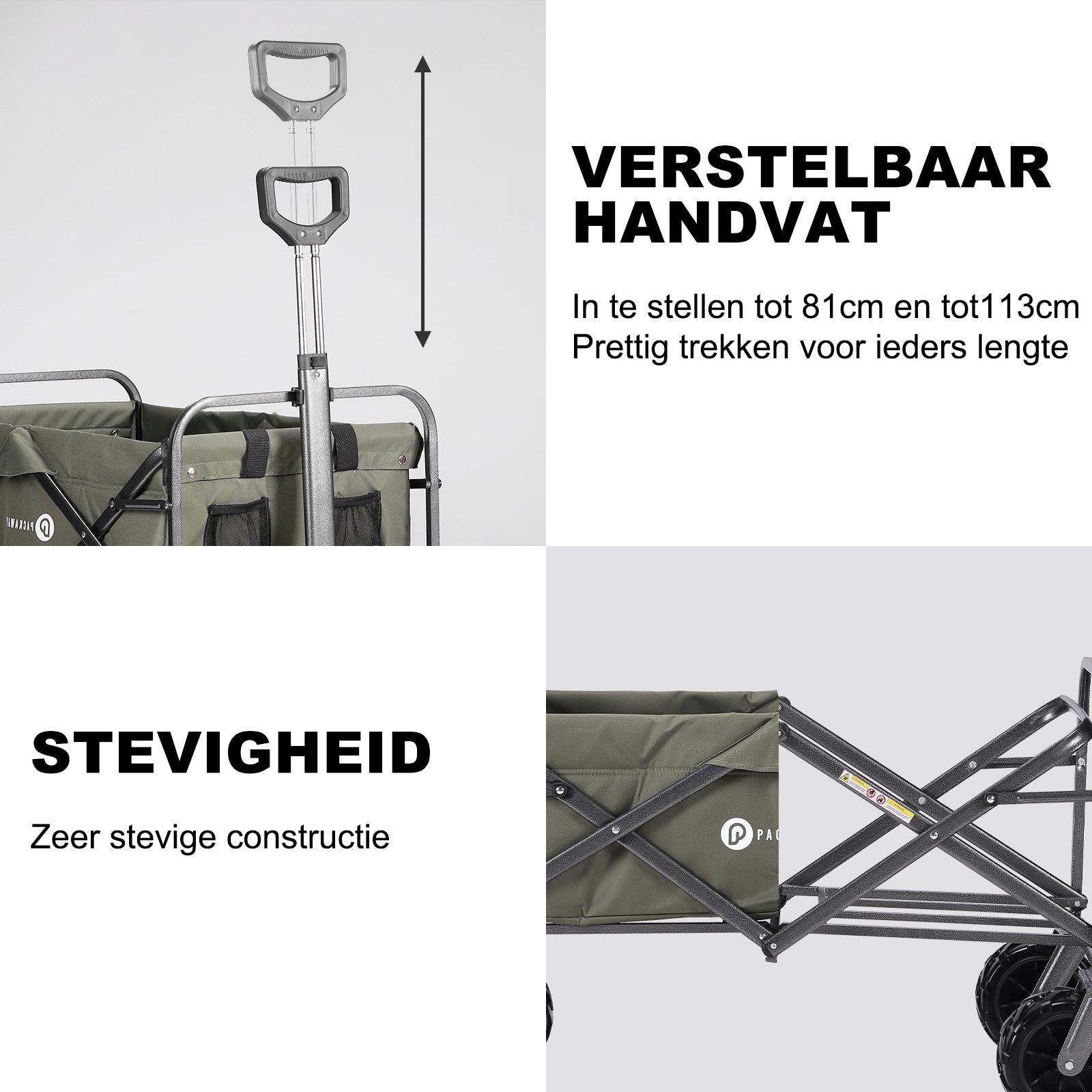 Packaway Bolderkar XL 80kg groen - opvouwbaar - heavy duty - wasbaar