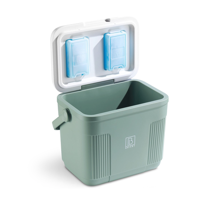 Koelbox 22L groen - Tot maximaal 40 uur isolatie - incl. 4 450ml koelelementen - temperatuur veilige sluiting - koelelementen vergrendeld in deksel