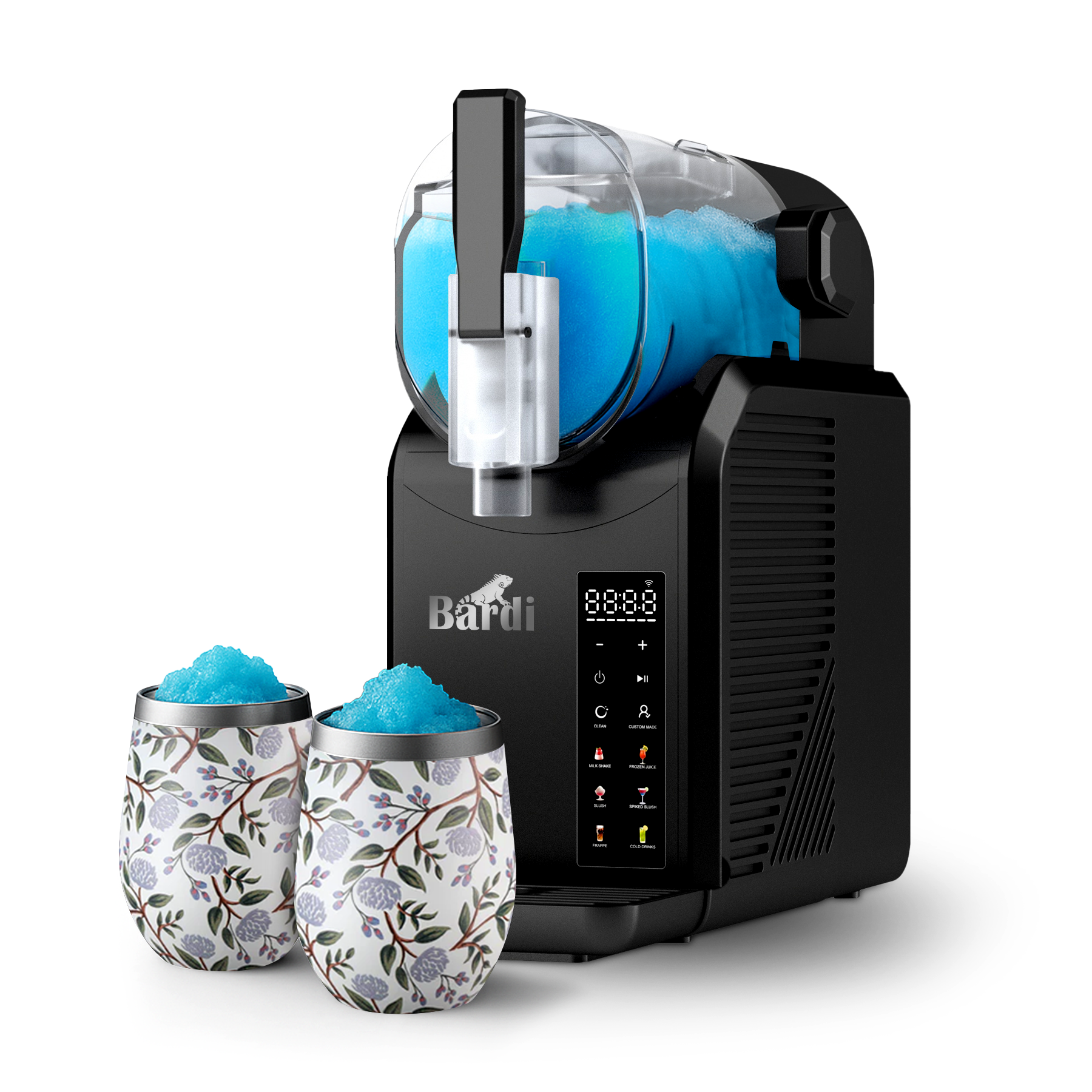 Slushmachine SET - 7-in-1 - slush, frappé, milkshake en smoothie maker - 2,1L - incl. 2 white flower thermoscups