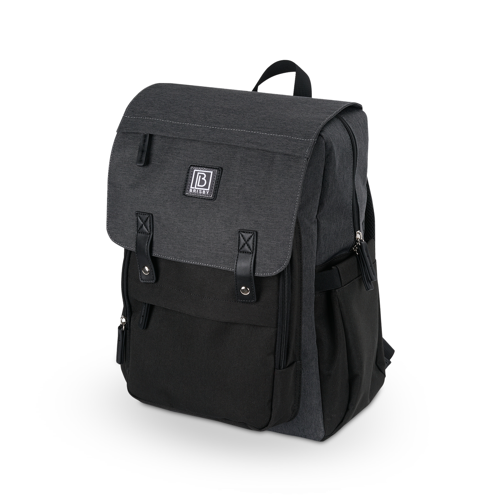 Two-tone wear-resistant diaper bag dark gray and black - nursing bag - incl. buggy assembly and changing mat
