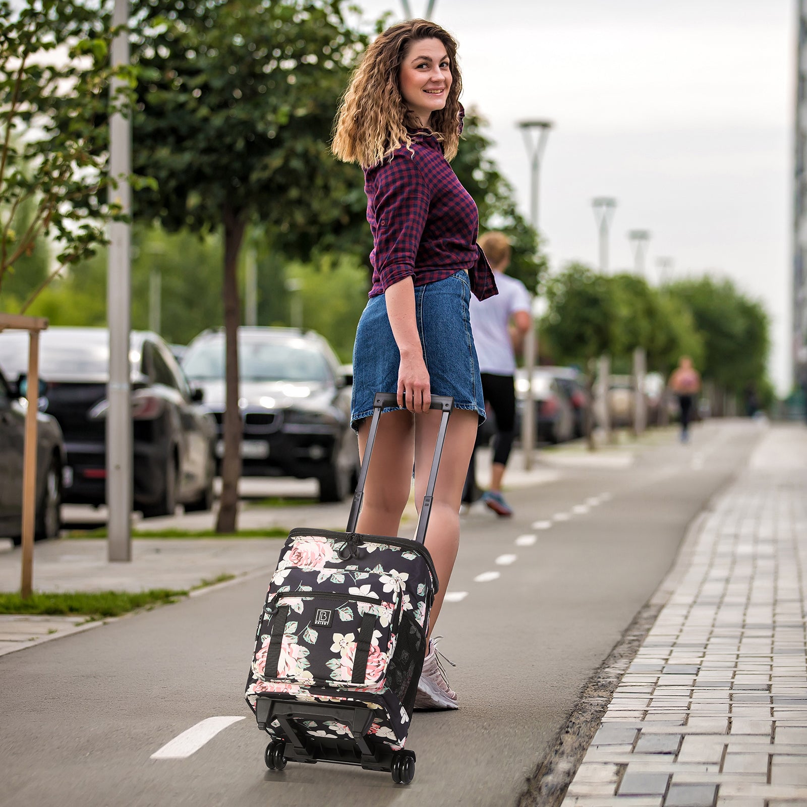 Boodschappentrolley met koelvak 32L dark flower - Ideaal voor boodschappen - incl. koelelementen - waterafstotend - verstelbaar handvat