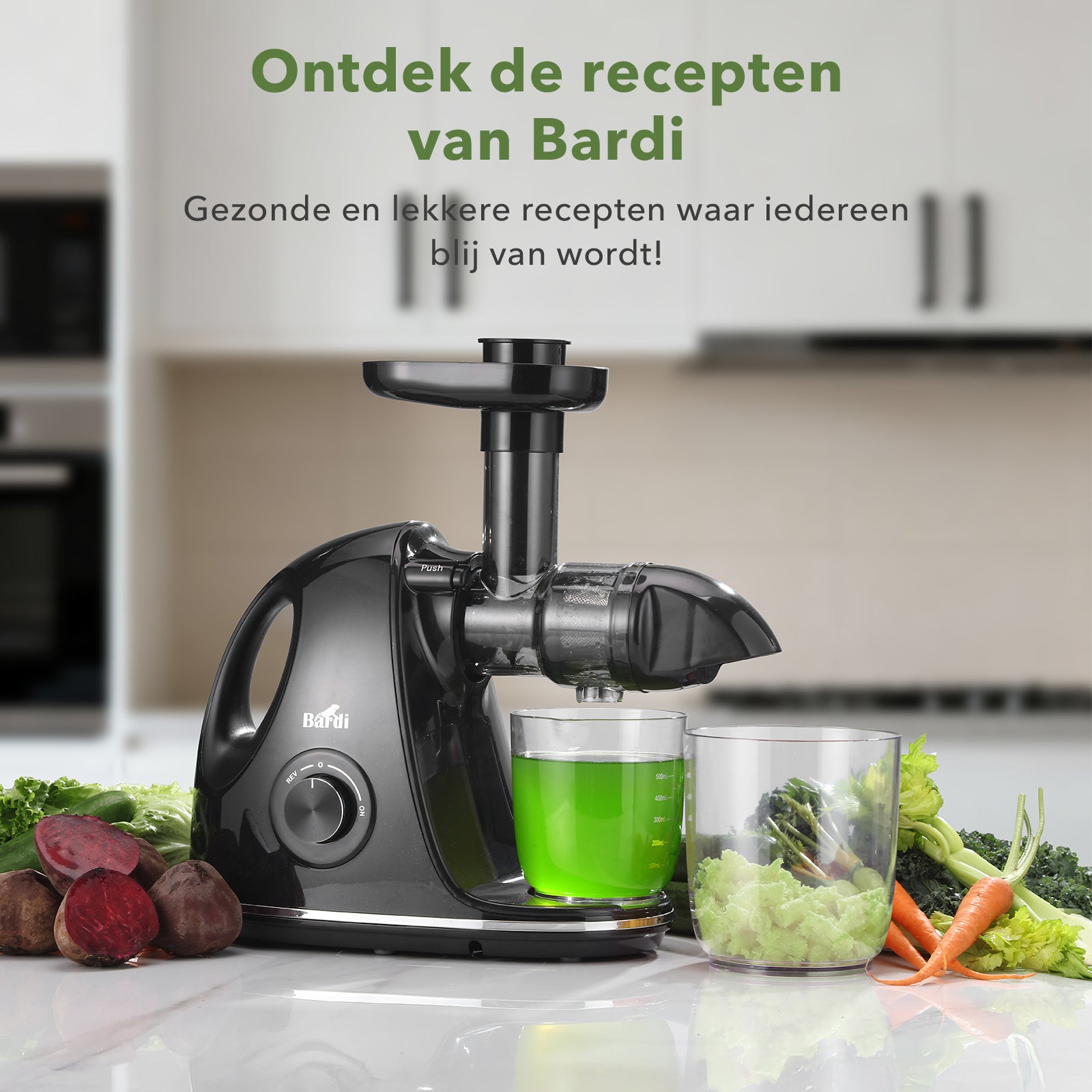Bardi Slowjuicer zwart - 700 ml pulpreservoir - incl. schenkkan