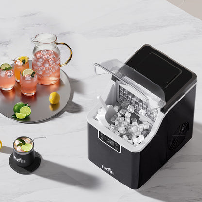 Bardi 3,2L Deluxe IJsblokjesmachine - Vierkante IJsblokmaker - LCD Display - 20Kg/24 uur. inclusief Thermosbeker en IJsschep - ZWART met citruspers RVS