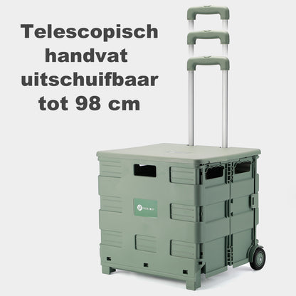 Packaway Boodschappentrolley krat XL 50L groen - incl. deksel