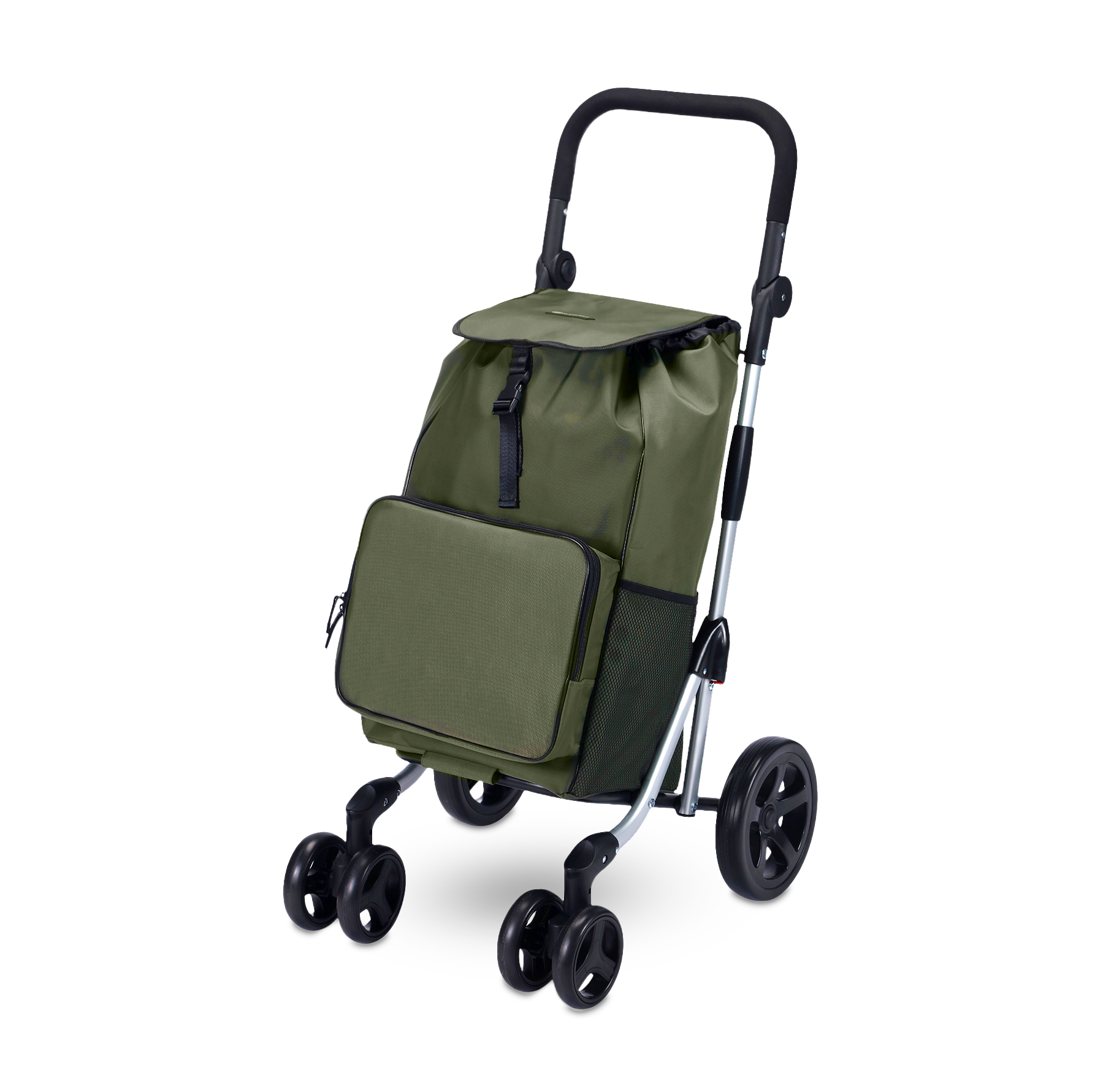 Boodschappentrolley deluxe 60L groen - koelvak - boodschappenwagen - steekwagenfunctie - verstelbaar handvat