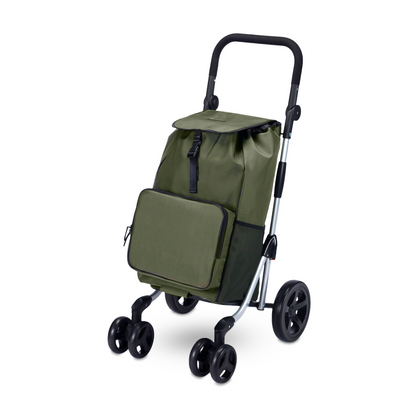 Boodschappentrolley deluxe 60L groen - koelvak - boodschappenwagen - steekwagenfunctie - verstelbaar handvat
