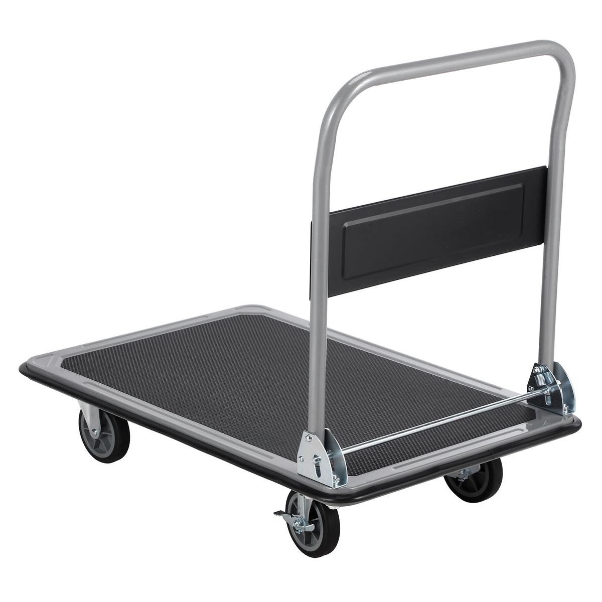 Packaway Opvouwbare Transportwagen 350 kg – Transportkar met Rem – 92 x 62 cm – Antislip Laadplatform – 4 Wielen – Inklapbare Duwbeugel