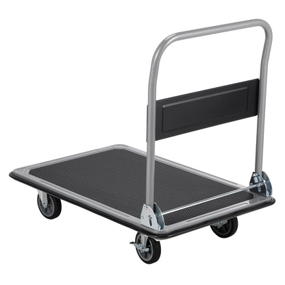Packaway Opvouwbare Transportwagen 350 kg – Transportkar met Rem – 92 x 62 cm – Antislip Laadplatform – 4 Wielen – Inklapbare Duwbeugel