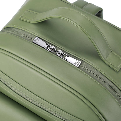 Venezia wear-resistant backpack green - PU leather - 14 inch laptop compartment - water-repellent