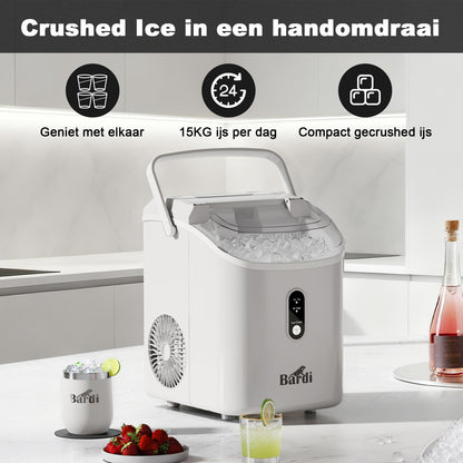 Bardi Nugget IJsblokjesmachine Rond 1,1L wit - 15 kg/24 uur - incl. thermosbeker