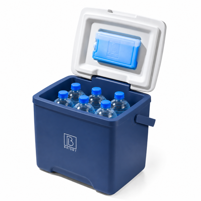Brisby Koelbox - Frigobox - 13L- Blauw - Tot maximaal 40 uur isolatie - Incl. 2 dikke koelelementen van 450ml - Met koelelementen vergrendeld in deksel en Brisby 500ml Zwarte Dubbelwandige Thermosfles