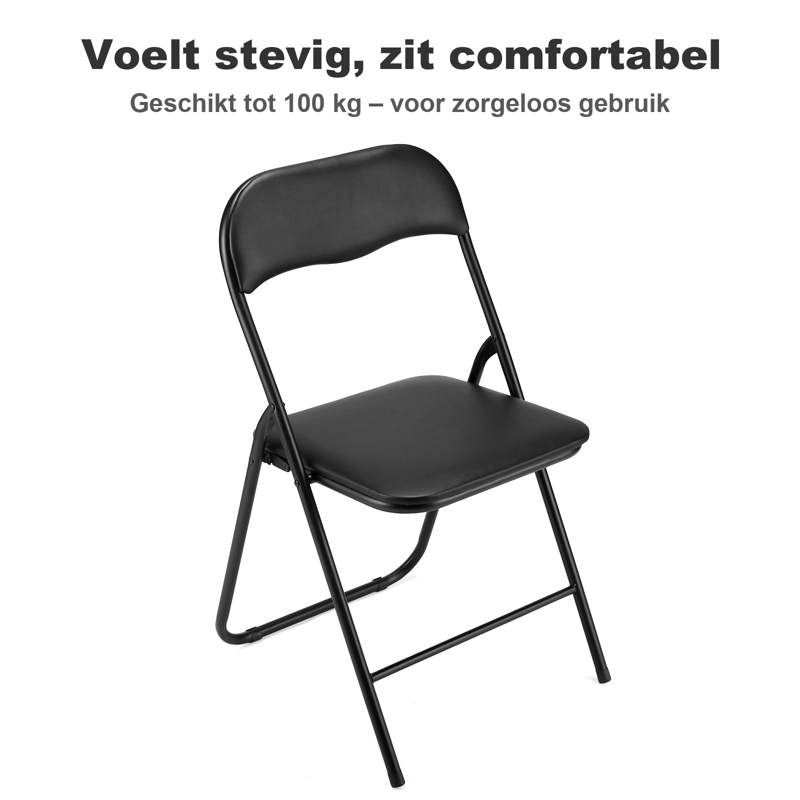 Bardi 2-delige Klapstoelen set PVC zwart - 100 kg draagvermogen