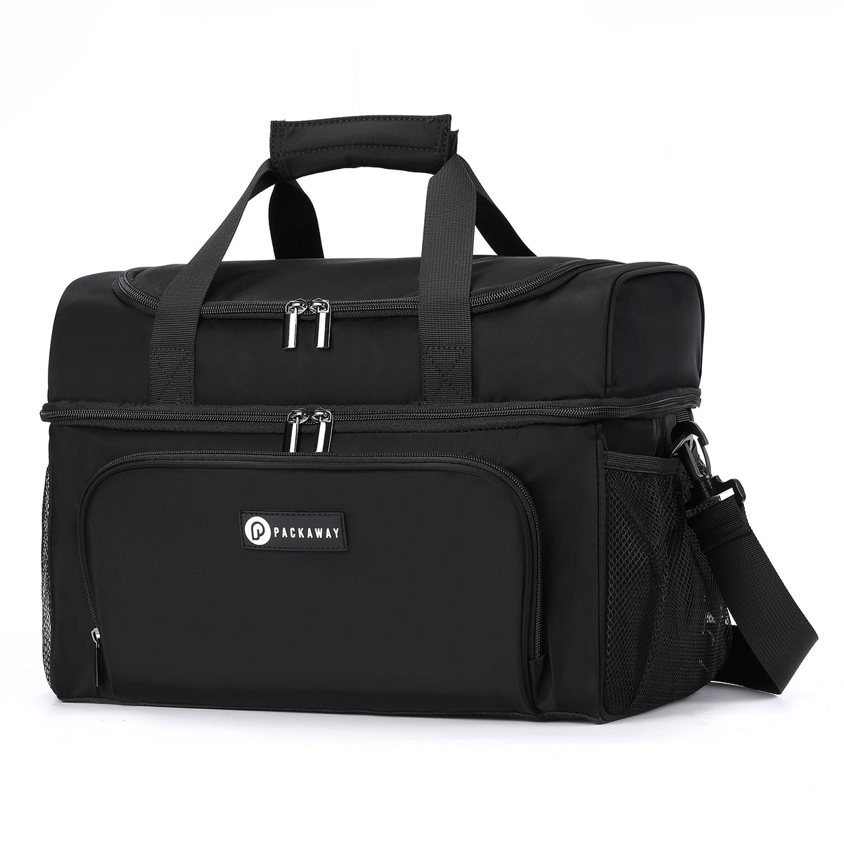 Packaway Koeltas 30L - Lunchtas - Inclusief 4 Koelelementen - Dubbel Compartiment - 4-Laags Geïsoleerd - Waterafstotend - Signature Black