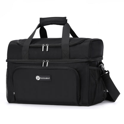 Packaway Koeltas 30L - Lunchtas - Inclusief 4 Koelelementen - Dubbel Compartiment - 4-Laags Geïsoleerd - Waterafstotend - Signature Black