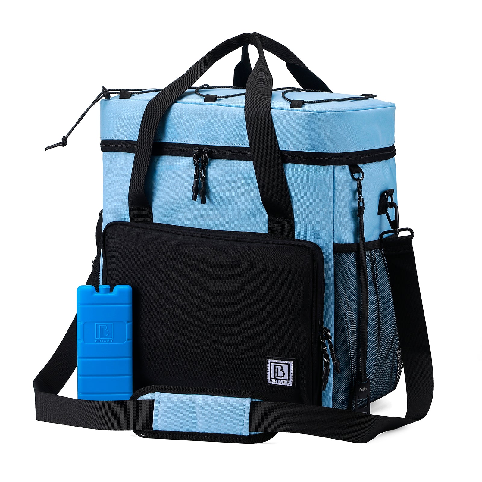 Koeltas 30L zwart-blauw - Lunchtas - 4 laags geïsoleerd - incl. 4 koelelementen