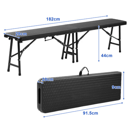Bardi Campingbank rotan look zwart 180 x 28 - inklapbaar