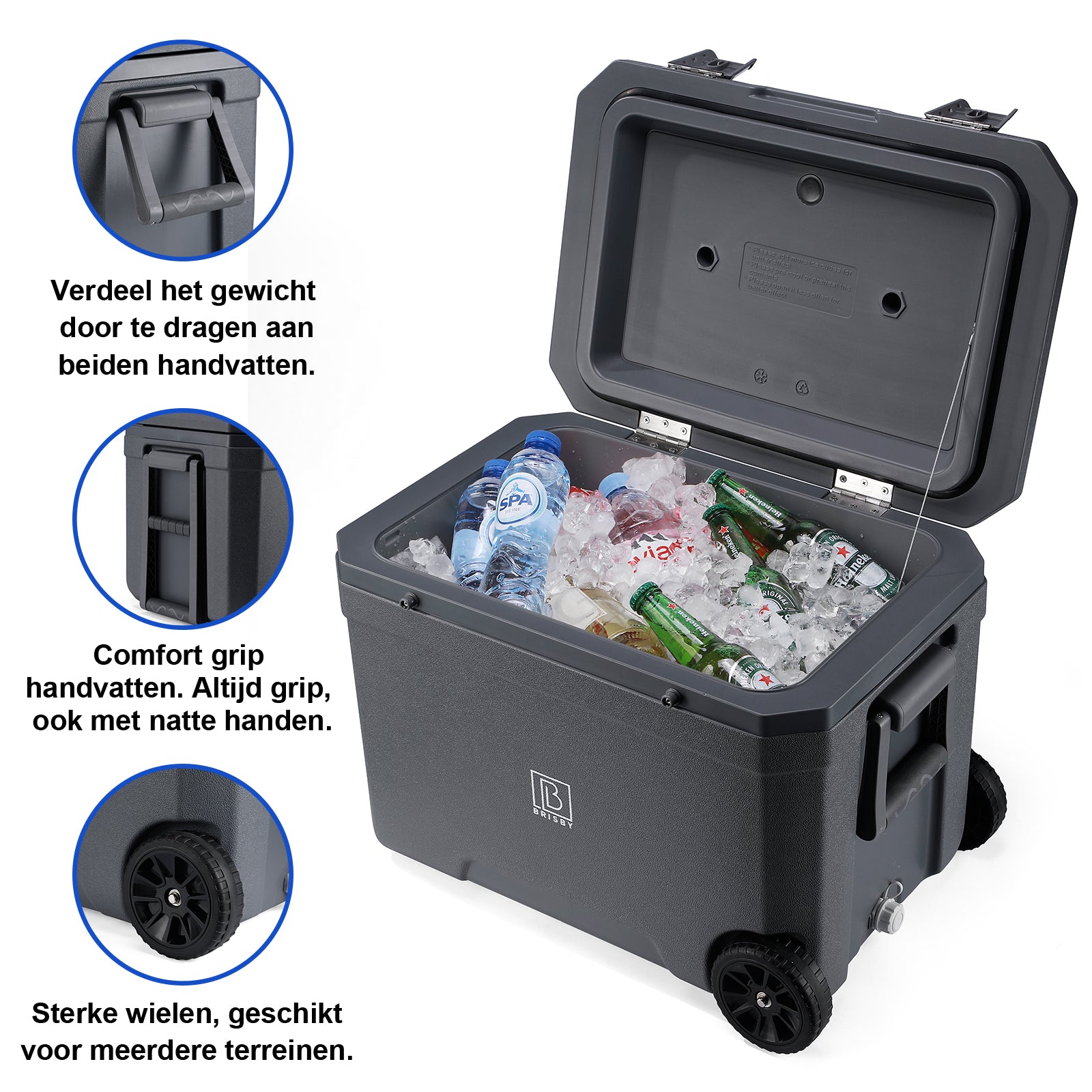 Cool box 45L grey - 3 days insulation - 4 cooling elements - temperature-safe closure