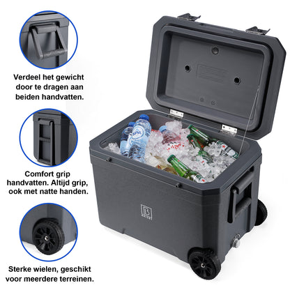 Cool box 45L grey - 3 days insulation - 4 cooling elements - temperature-safe closure