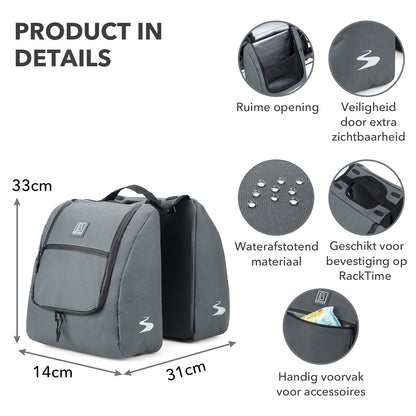 Brisby Dubbele Fietstas 28 Liter – Koeltas en Lunchtas – 4-laags Geïsoleerd – Voor Gewone en Elektrische Fiets – Waterafstotend met Waterdichte Ritsen – Urban Blue