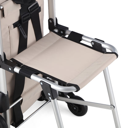 Packaway 35L Boodschappentrolley met 6 Wielen voor Trappen - Klapstoel Functie - Steekwagen Functie - Geïsoleerd - Afneembare Rugzak - Champagne