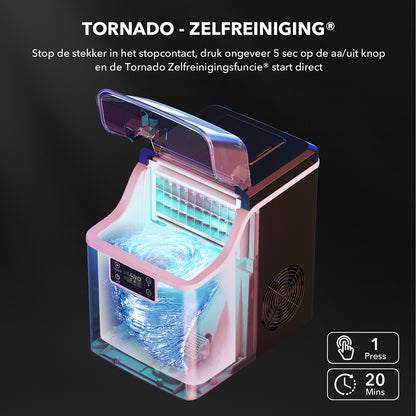 Bardi 3,2L Deluxe IJsblokjesmachine - Vierkante IJsblokmaker - LCD Display - 20Kg/24 uur. inclusief Thermosbeker en IJsschep - ZWART met citruspers RVS