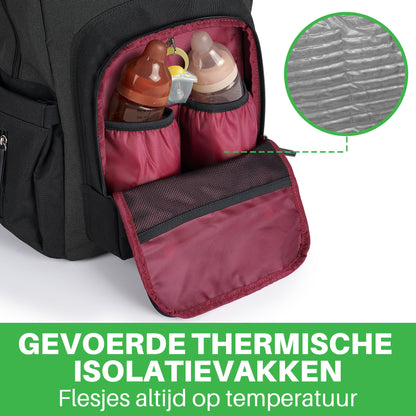 Two-tone slijtvaste luiertas grijs en zwart - verzorgingstas - incl. buggymontage en verschoningsmat