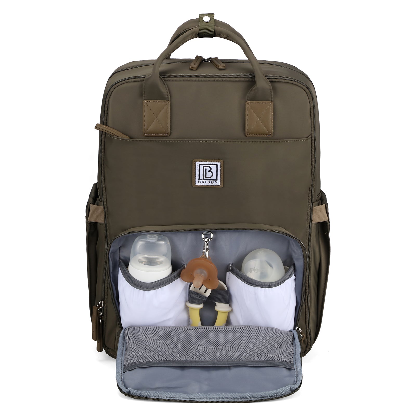 Brisby slijtvaste Luiertas – verzorgingstas – met buggymontage - Olive Green
