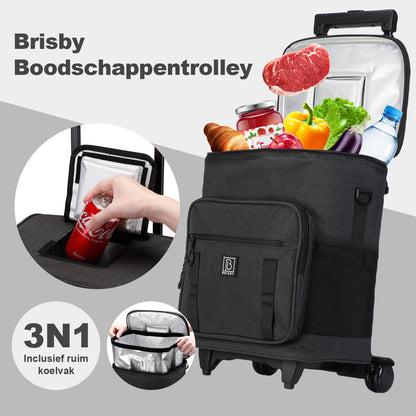 Boodschappentrolley met koelvak 32L donkergrijs - Ideaal voor boodschappen - incl. koelelementen - waterafstotend - verstelbaar handvat