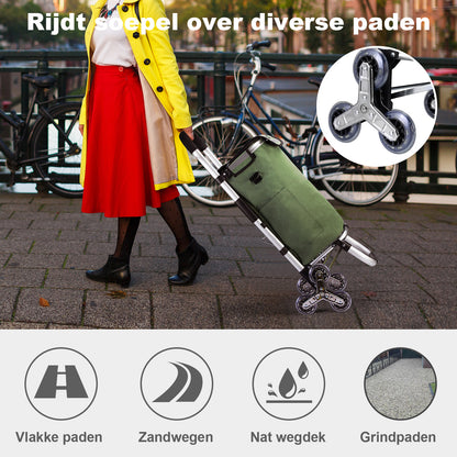 Packaway Boodschappentrolley 40L groen - incl. trapwielen - steekwagenfunctie