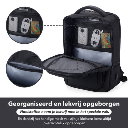 Brisby Rugzak Pro 1 – Laptoprugzak tot 15,7 inch voor Werk, School en Reizen – Waterafstotend – Met Tabletvak, Antidiefstalvak en Trolleysleeve - Zwart
